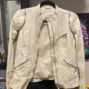 Nicole Farhi Lambskin biker jacket!! Zip off sleeves!